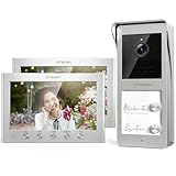 TMEZON Video Türsprechanlage 2-familienhaus,Gegensprechanlage mit türöffner,2-Draht Kabel,7-Zoll-Farbmonitor und HD-Türklingelkamera,2-Wege-Audio, Nachtsicht,16 Klingeltöne,Unterstützt 2 Schlösser