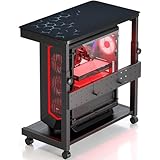Yornoli Höhenverstellbarer Computer PC Tower Ständer mit Rollen und Maus Pad, PC Ständer PC Halterung unter Schreibtisch, PC CPU Stand, Druckerständer, Schwarz