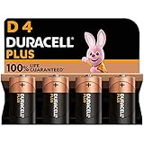 Duracell Plus D Batterien, LR20, 4 Stück, Alkaline Batterien D für Alltagsgeräte