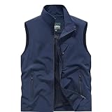 Herren Leichte Softshell Weste Golfweste Wasserdichte Winddichte Outerwear ärmellose Jacke für Sport Wandern Laufen Arbeit Causal (DE/NL/SE/PL, Alphanumerisch, XXL, Regular, Regular, Marineblau)