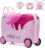 Minimax Kinderkoffer Hartschale Handgepäckkoffer Kofferset 45x36x20cm für Kinder Jungen und Mädchen 29L Kindergepäck Handgepäck Trolley Hartschalenkoffer für Easyjet 45x36x20 mit 4 Rädern Einhorn