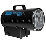 Güde Gasheizgebläse GGH 10 L (220-240 V, 10000 W Heizleistung, 580 m³/h Gebläseleistung, Piezozündung, Edelstahlbrenner, 700mbar Druckminderer, 1,5 m Gasschlauch), Schwarz