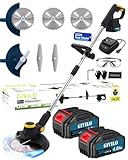 Rasentrimmer Mit Akku Für Makita Rasentrimmer, 2 in 1 Akku Rasentrimmer Mit 2X4.0Ah Akku, Leicht Akku Freischneider, 90° Schwenkbarer Kopf für Rasen, Garten