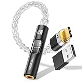 MoKo USB-C auf 3,5-mm Audioadapter - Dual-Chip CX31993 MAX97220 DAC & HiFi-Verstärker, Typ C auf Kopfhörer 3,5-mm AUX Anschluss Dongle für Android iPhone iPad Mac Windows Switch PS5, Schwarz