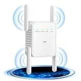 2025 Leistungsstarker WLAN-Repeater für Zuhause, einfach einzurichtender WiFi-Verstärker, 300 Mbps 2,4 GHz mit LAN-Anschluss, kompatibel mit Router und Modem (4 Antennen) (2024-White)