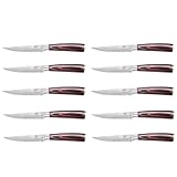BEEFSTONE Steakmesser Set 10 teilig, Profi Kochmesser, Ergonomischer Holzgriff, Wellenschliff, Küchen-Steakmesser-Set
