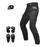 HOMDECR Herren Motorradjeans Stretch-Denim, Leicht Wasserabweisend Abnehmbare Knie-Schutzauflagen Robust & Atmungsaktiv Für Urban-Commuting (Schwarz,XS)