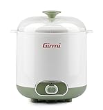 Girmi YG02 Joghurtbereiter, Elektrisch mit Zubehör für Griechischen Joghurt, Gesamtvolumen 1,5 Liter, 2 Behälter für kontinuierliche Nutzung, Transparenter Deckel mit Griff, Weiß-Grün