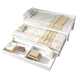 Tagesbett ausziehbar zum Doppelbett, Funktionsbett mit 2 Schubladen & Lattenrost, Massivholz Bettgestell, Gästebett, Kiefer Weiß (200x90cm)