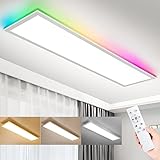 LED Panel 120x30 Dimmbar, LED Deckenleuchte RGB mit Fernbedienung, 40W 4400LM Tageslichtlampe Deckenpanel, 3000K-6500K Lampe Lichtpanel als Wohnzimmerlampe, Schlafzimmerlampe, Bürodeckenleuchten usw.