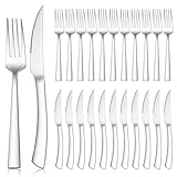 Herogo Steakbesteck Set, 24-teilig Edelstahl Messer und Gabel Set für 12 Personen, Silber Besteck Steakmesser und Steakgabel für Haus Restaurant Hotel, Rostfreie & Spülmaschinenfest
