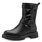 Tamaris Damen Biker Boots, Frauen Stiefeletten,TOUCHit-Fußbett,kurzstiefel,uebergangsschuhe,uebergangsstiefel,flach,boots,bootee,BLACK,40 EU