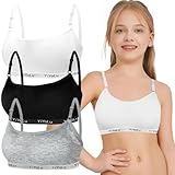 Mädchen Sport BHS Teens Unterwäsche mit Abnehmbar Gepolsterte und Verstellbarem Schultergurt 3er-Pack Bralette Top Bustier für 8-14 Jahre Kinder