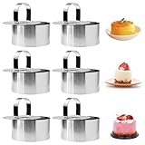 Cisolen 6 Stück Dessertringe Speiseringe 8 cm Runder Mousse-Ring Edelstahl Servierringe Kuchenring für Mousse Gebäck Zuckerguss Kekse Kuchen