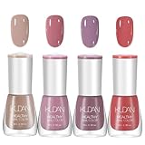 4PCS Nagellack Set - Schnell trocknende & lang anhaltende Nagellack auf Wasserbasis - Nail Polish für DIY Nageldesign - Nude Lila Rosa Farben No Need Cure (4PCS C Set Nude Style)
