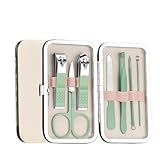 lskdnrufh Nagelknipser 7 Teile/Satz Edelstahl Tragbare Nagel Clippers Kit Reise Maniküre Werkzeuge Ohr Reinigung Werkzeuge Nagel Pflege Pediküre Werkzeug Nagelpflege(Light Green)