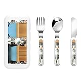 Babygeschirr mit Kätzchen-Motiv, 3-teiliges Set, tragbar, Reisegeschirr, mit Aufbewahrungsbox