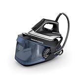 Rowenta VR8325 Turbosteam Dampfbügelstation, 2600 Watt, 120 g/Min. konstanter Dampf, 350 g/Min. extra Dampfstoß, schnellaufheizend, 1,7 L Wassertank, Antikalk-System, Eco-Modus, Schwarz/Blau