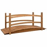 Tidyard Gartenbrücke Wasserdicht Holzbrücke Teichbrücke Zierbrücke Holzsteg Dekobrücke mit Schutzgeländern Tannenholzmöbel für Hinterhof & Garten Bauernhof 140x60x60 cm Massivholz Tanne bis 160 kg