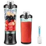 TOPESCT 600 ml Tragbarer Mixer Smoothie Maker, Mini Smoothie Mixer USB Wiederaufladbar, Starke Schneidleistung mit 6 Ultrascharfen Klingen für Reise, Büro & Sport (Carbon Black)