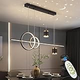 MQW Pendelleuchte esstisch Dimmbar LED Hängelampe schwarz Moderne Hängeleuchte mit Fernbedienung Pendellampe linear Design Hängend esszimmerlampe höhenverstellbar Esstischlampe, Schwarz(L100cm/48W)