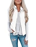Rapbin Damen Herbstjacken Teddy-Fleece Warm Mode rmellose Weste Einfarbig Reiverschluss Lose Kunstpelz Mantel Damen (Wei, S)