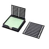 Notizzettel Box mit 1 Haftnotiz, 7,6 x 7,6 cm, Schwarze Zettelbox mit 2 Vorlagenblock, Notizhalter mit Vorlage, Drahthalter für Büro, Zuhause, Schule, Schreibtisch-Organizer