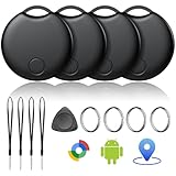 Tracker Android Air Tag Schlüsselfinder, Smart Tag kompatibel mit Google „Find Hub“-App (nur Android), Bluetooth Tracker für Schlüssel, Geldbörse, Fahrrad & Koffer, austauschbare Batterie, 4er-Pack
