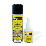 Wolfix Sekundenkleber Extra Stark 100g mit Aktivator Sprühkleber 400ml Spray - Alleskleber Set für Profi Reparaturen - Ideal für Materialien wie Kunststoff, Metall, Holz und Keramik