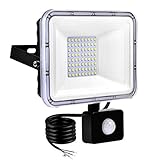 Generisch Outdoor Lightsracks LED-Sicherheitsleuchten mit Pir-Sensor, Outdoor-Flutlicht, IP67, wasserdicht, Bewegungsmelder, 6500 K, tageslichtweiß, Außenwandleuchten (50 W)