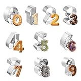 Prasacco 10 Stück Zahlen Ausstecher Set, 0-9 Edelstahl Digitaler Keksausstecher Mehrzweck Zahlen Ausstechformen für Kekse, Kuchen, Fondant, DIY Backform (Silber)