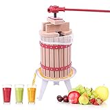 Aufun 6L Obstpresse Fruchtpresse aus Buchenholz inkl. Presstuch, manuelle Weinpresse Saftpresse Maischepresse Obstmühle (Obstpresse, 6L)