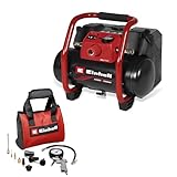 Einhell Akku-Kompressor TE-AC 36/150 Li OF-Solo Power X-Change (36 V, max. 8 bar, 6 l Tank, 150 l/min Ansaugleistung, Manometer, ölfrei, inkl. 10-tlg. Zubehör-Set, ohne Akku)