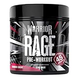 Warrior Rage Pre Workout Pulver 392 g – Energy-Drink-Ergänzung mit Kreatin, Beta-Alanin, Koffein, Vitamin C für optimale Leistung – auch als Shot erhältlich – 45 Portionen (Charged Cherry)