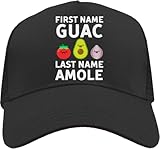 Vorname Guac Nachname Amole Mesh Back Trucker Cap Verstellbar Snapback Hat Casual Schwarz, Schwarz , Einheitsgröße