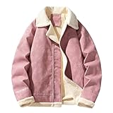Herren Fleecejacke Koreanische Version des Revers Gepolsterte Lederjacke Männlich Verdickten Mantel Jugendliche Lässig Kunstlederjacke Retro Stil Perfekt für Wanderungen