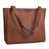 befen Echtleder-Tragetaschen für Damen, große Schultertaschen, Laptop-Tragetasche, Damen-Handtaschen mit Laptopfach, dunkelbraun