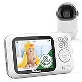 TakTark Babyphone mit Kamera, 3.2'' Babyfon mit Kamera mit Pan-Tilt 300° Rotation Video Babyphone, Baby Monitor mit VOX, Gegensprechfunktion, Nachtsicht, Temperatursensor, Sichere Verschlüsselung