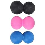 TPR Yoga Massage Ballmuskel entspannen tragbare Fitnesskörper -Faszien -Übungsball Set für Bürosportler Kinder Frauen (Schwarz + roserot + blau)