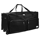 DEUBA Reisetasche | mit Trolleyfunktion | Rollen mit Kugellager | Teleskopgriff | abschließbar -【Farb-und Größenauswahl】 Sporttasche Reisetrolley Gepäcktasche, Schwarz, 160L = 85 x 43 x 44 cm (LxBxH)