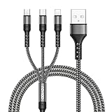 RAVIAD Multi USB Kabel, Universal Ladekabel [1.2M] Nylon Schnell 3 in 1 Mehrfach Ladekabel mit Micro USB Typ C Lightning Kabel für iPhone, Android Samsung Galaxy, Huawei, Oneplus, LG, HTC-Grau