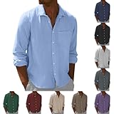 Herrenhemd mit Revers, langärmelig, Knopfleiste, normale Passform, Business-Shirt, langärmelig, lässig, knitterfrei, Oberteil, Strandurlaub, Oberteil mit einfarbiger, bequemer Passform, formelle