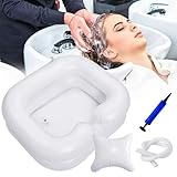 KIMIGO Aufblasbares Haarwaschbecken,Aufblasbares Shampoo Becken,Tragbares Haarwaschwanne mit 1M Ablaufschlauch,Kissen und Luftpumpe–Ideal für Schwangere und Verletzte,Hair Wash Basin