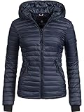 Navahoo Damen Damen leichte Übergangsjacke Steppjacke mit Kapuze Kimuk Navy Gr. M