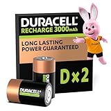 Duracell Akku D, wiederaufladbare Batterie D, 2 Stück, langanhaltende Power