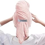 Saunahut 2 stücke Haar Handtuch Sauna Mikrofaser Satin Hut for Schlafen Haushalts Waren Kappe Hause Große Mit Gummiband Badezimmer Produkte(Pink)