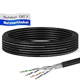 HB-DIGITAL 10m CAT 7 Netzwerkkabel Outdoor LAN Kabel Verlegekabel S/FTP AWG23 doppelt geschirmt PiMF reines Kupfer max 10Gbit/s Netzwerk Installation Ethernet Datenkabel für Außenbereich - Schwarz
