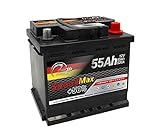 SMC Autobatterie Speed Max 55Ah L1 520A EN 12v PKW Ersetzt 44Ah 45Ah 50Ah 52Ah 54Ah 75Ah Starterbatterie wartungsfrei- Maße der Batterie: 20,7 x 17,5 x 19,0 cm - Pluspol rechts (DX+)