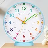 VIVILINEN Lernuhr Kinder Wanduhr Kinderzimmer Lautlos 20cm Wanduhr ohne Tickgeräusche für Schulanfänger, Jungen und Mädchen, Einschulung Geschenk