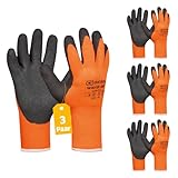 Gebol - Winter Grip, Thermo-Arbeitshandschuhe mit wasserdichter Beschichtung für mehr Grip, Inhalt: 3 Paar (Multipack), Farbe: Orange/Schwarz (L (Gr. 9))